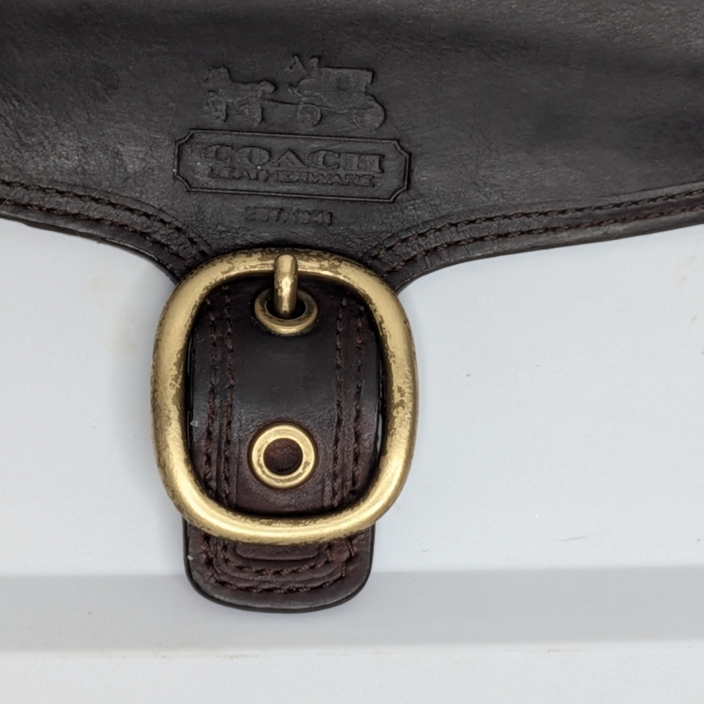 Vintage Coach Bleeker Dark Brown Smooth Leather Tattersall Buckle Long Wallet - Picture 10 of 16
